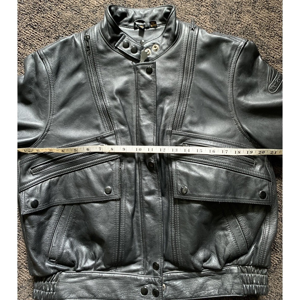 VINTAGE HEIN GRICKE BIKER LEATHER JACKET HARLEY DAVIDSON SIZE 40W - Picture 11 of 12